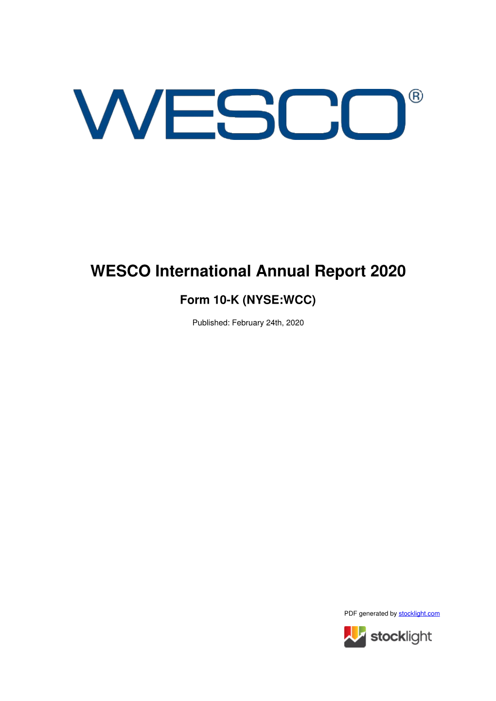 WESCO International Annual Report 2020