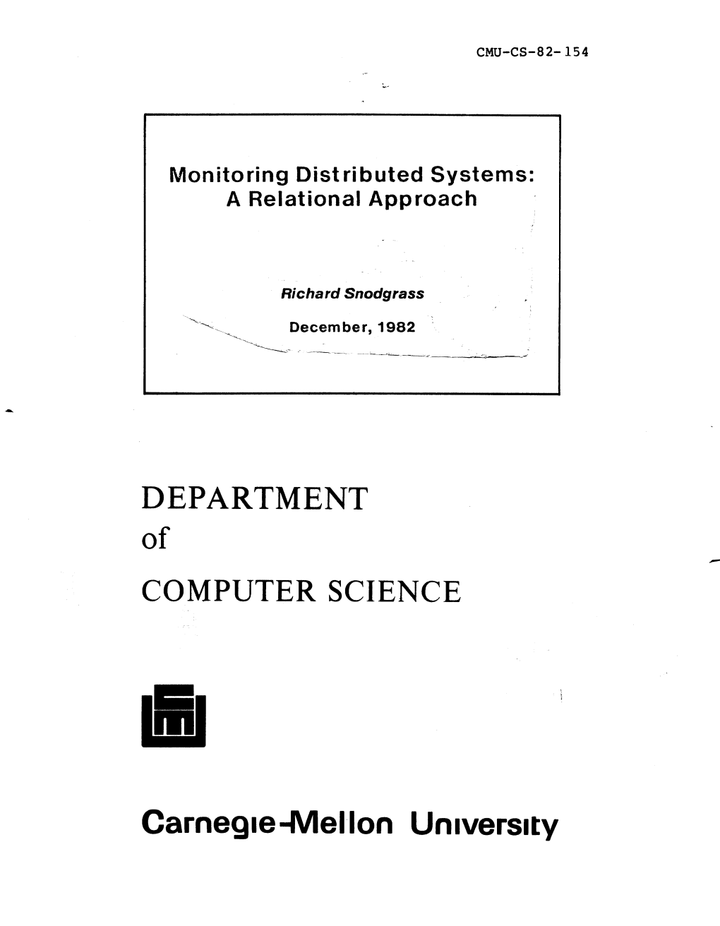 DEPARTMENT of COMPUTER SCIENCE Carnegie-Mellon Unlvers,W