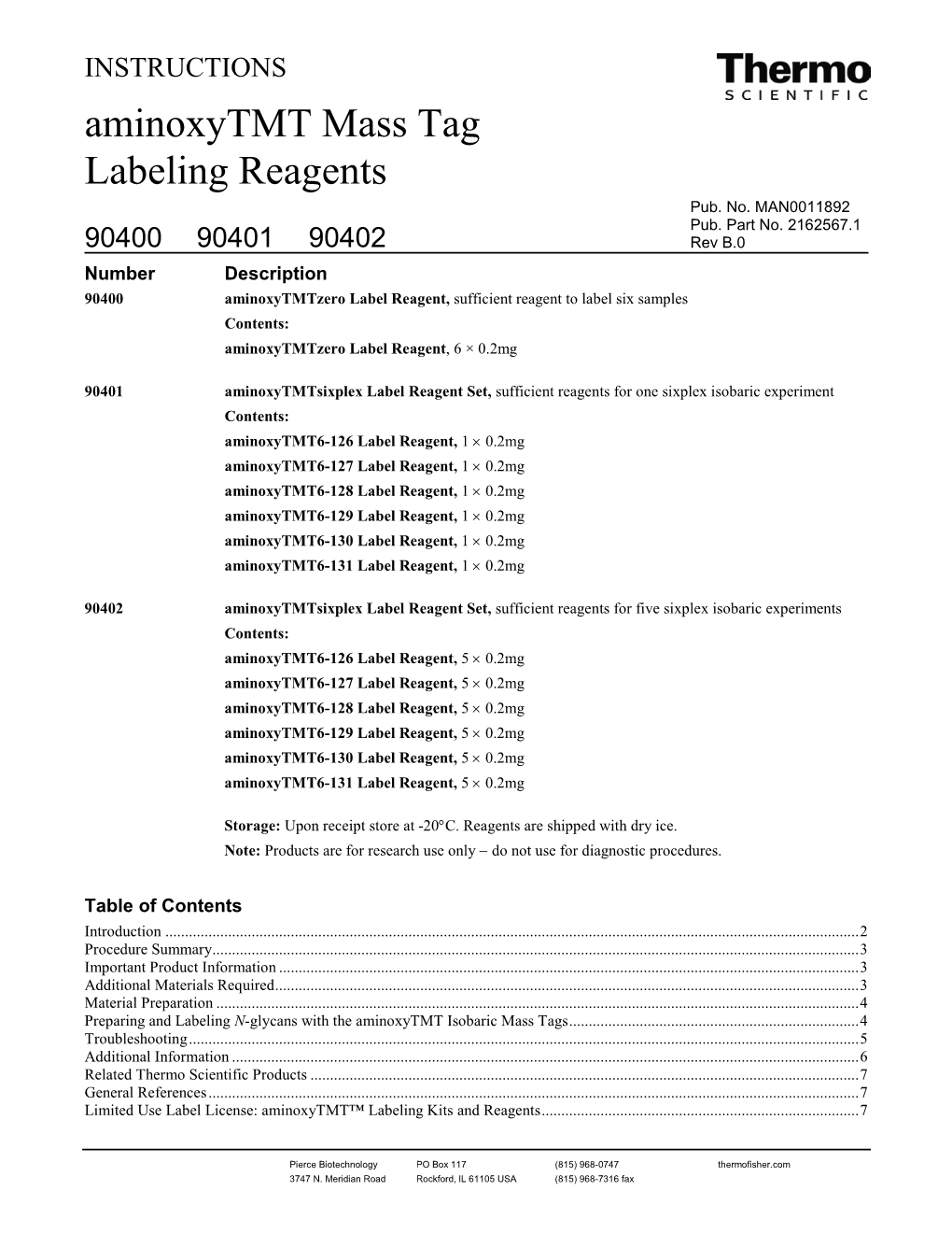 Aminoxytmt Mass Tag Labeling Reagents