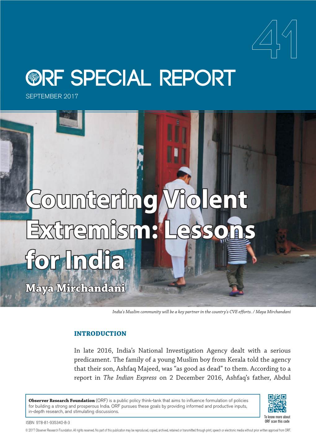 Countering Violent Extremism: Lessons for India Maya Mirchandani