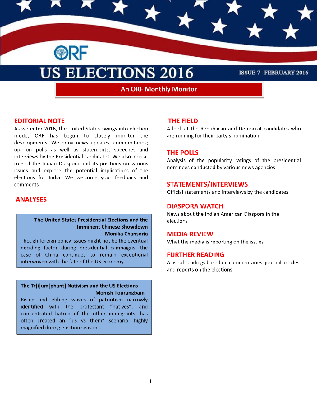 Editorial Note Analyses the Field the Polls Statements