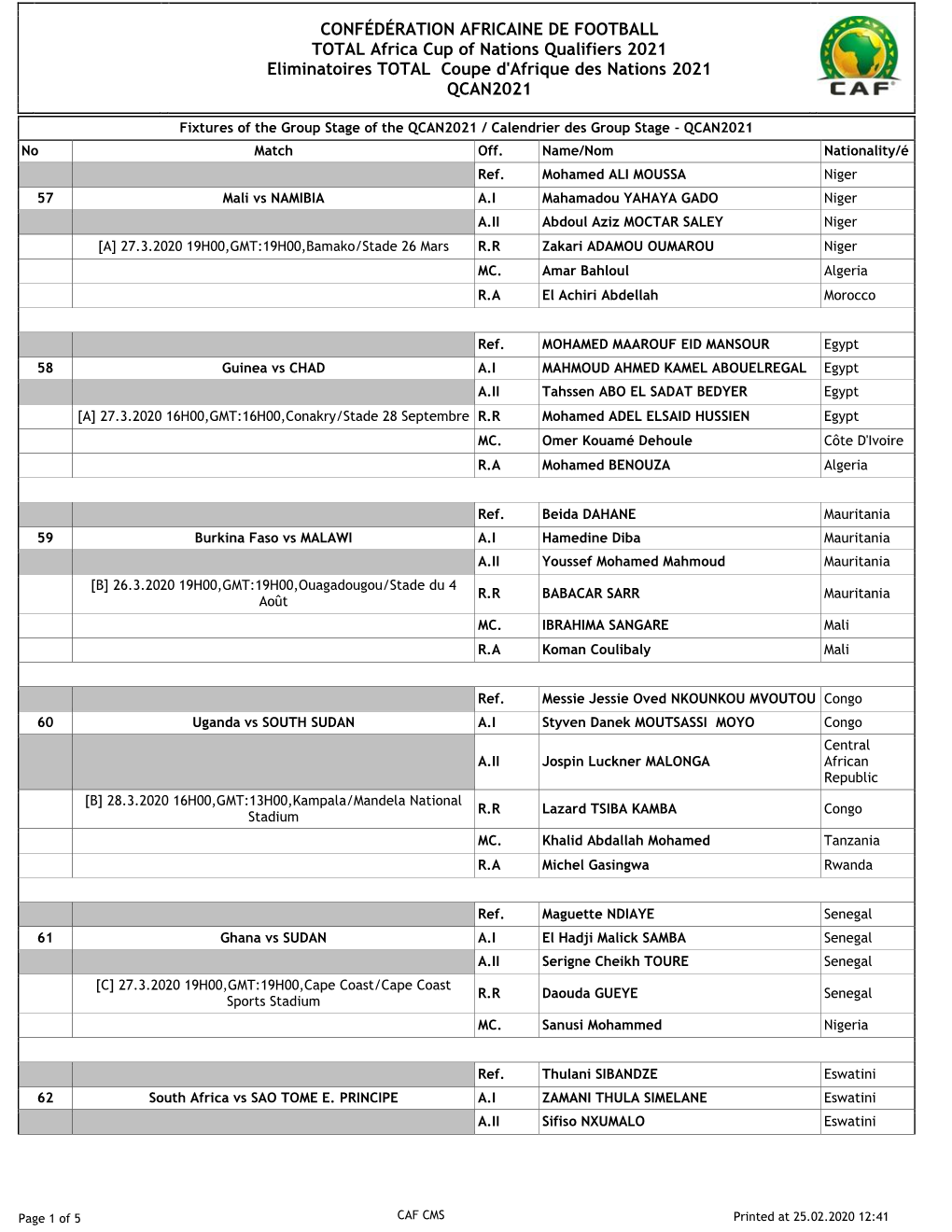 3Rd Day- 3Eme Journee Afcon 2021 Q.Pdf