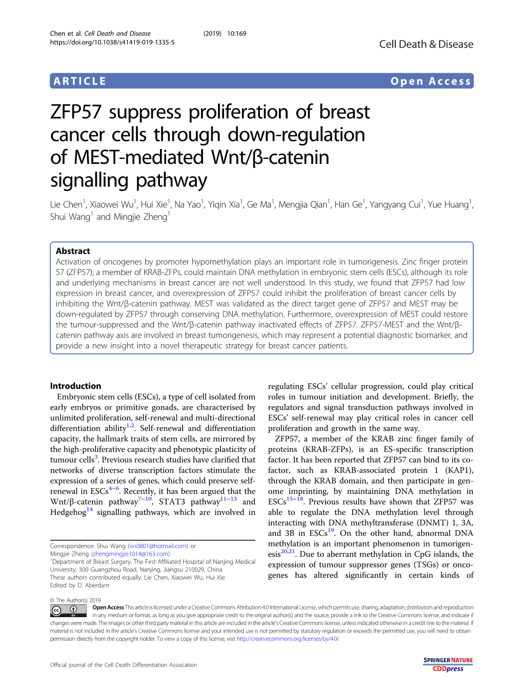 ZFP57 Suppress Proliferation of Breast Cancer Cells Through Down