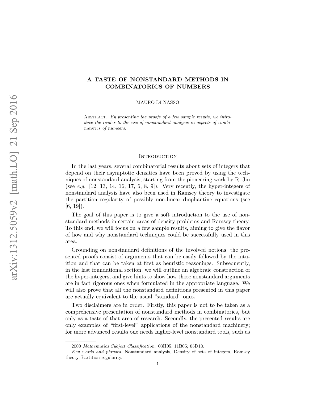 A Taste of Nonstandard Methods in Combinatorics of Numbers