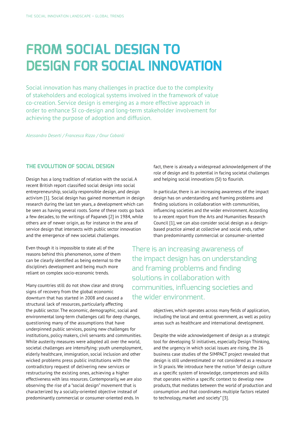 From Social Design to Design for Social Innovation