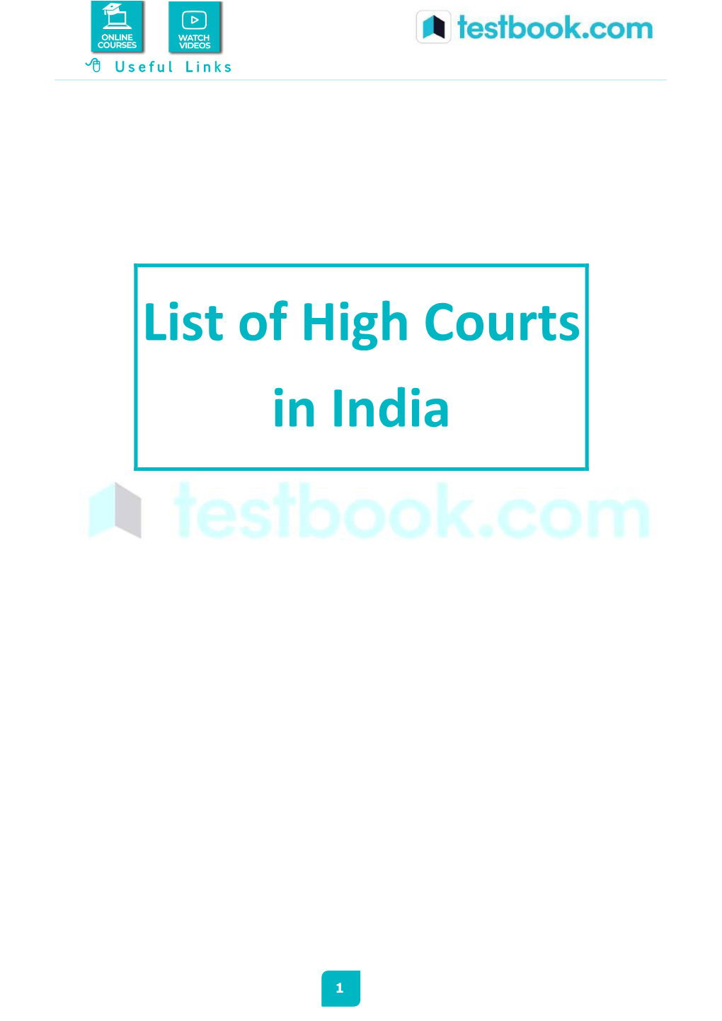 List of High Courts in India