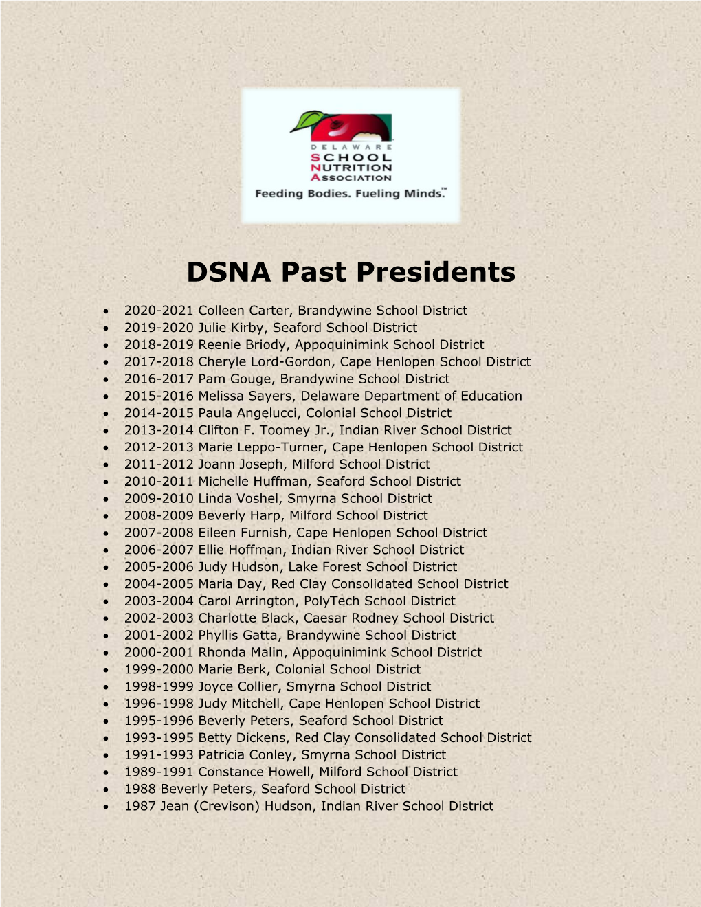 DSNA Past Presidents