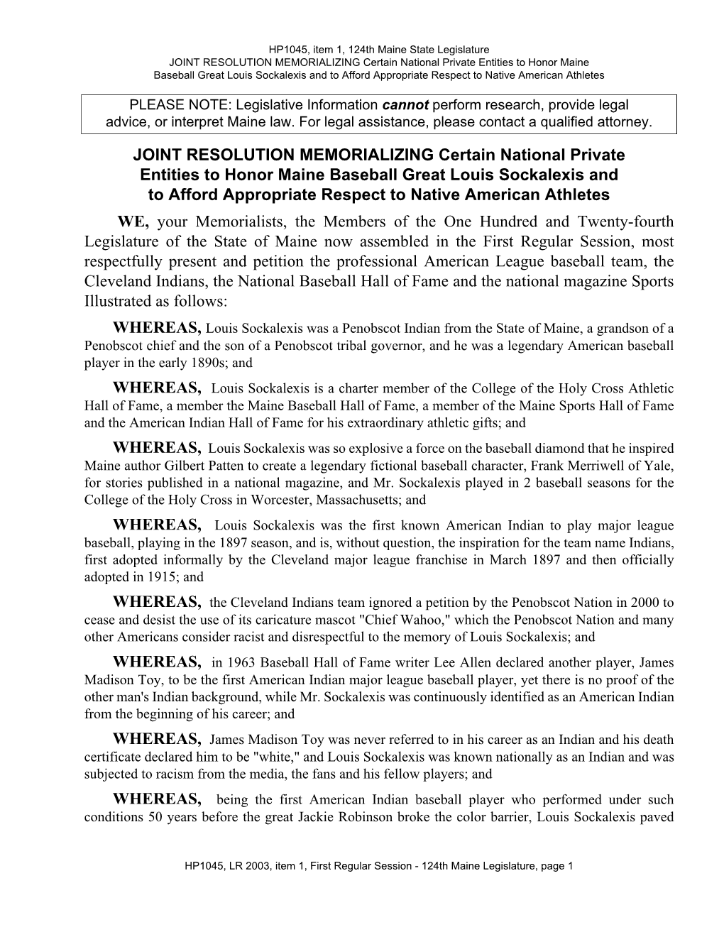 JOINT RESOLUTION MEMORIALIZING Certain National