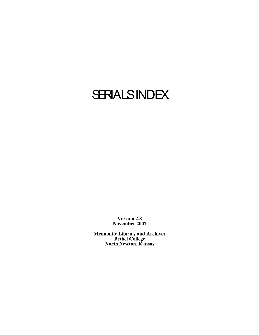 Serials Index