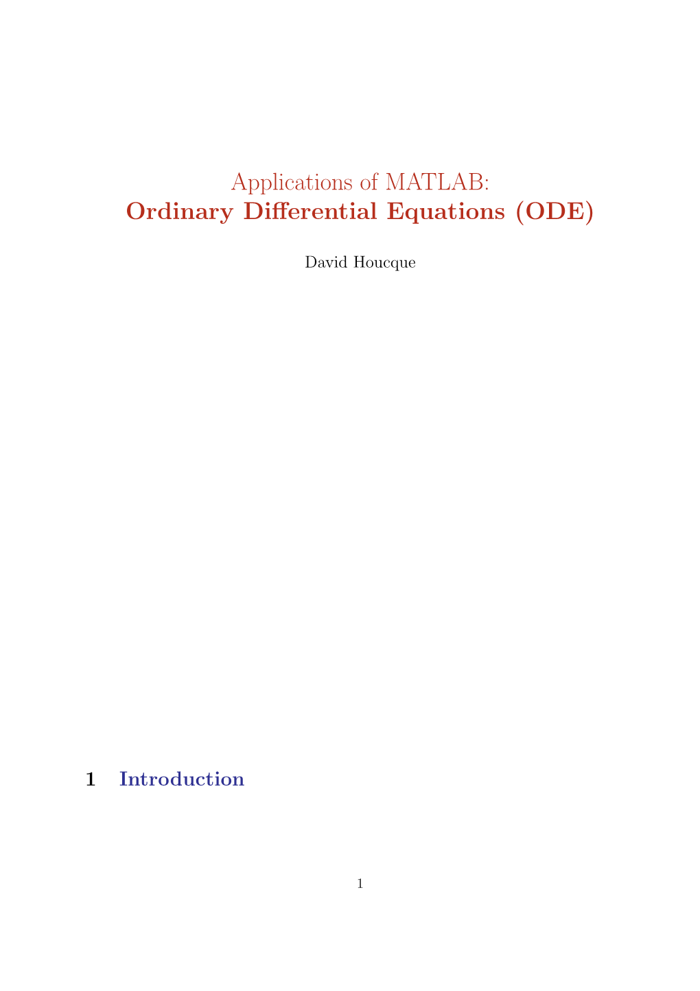 Ordinary Differential Equations (ODE)