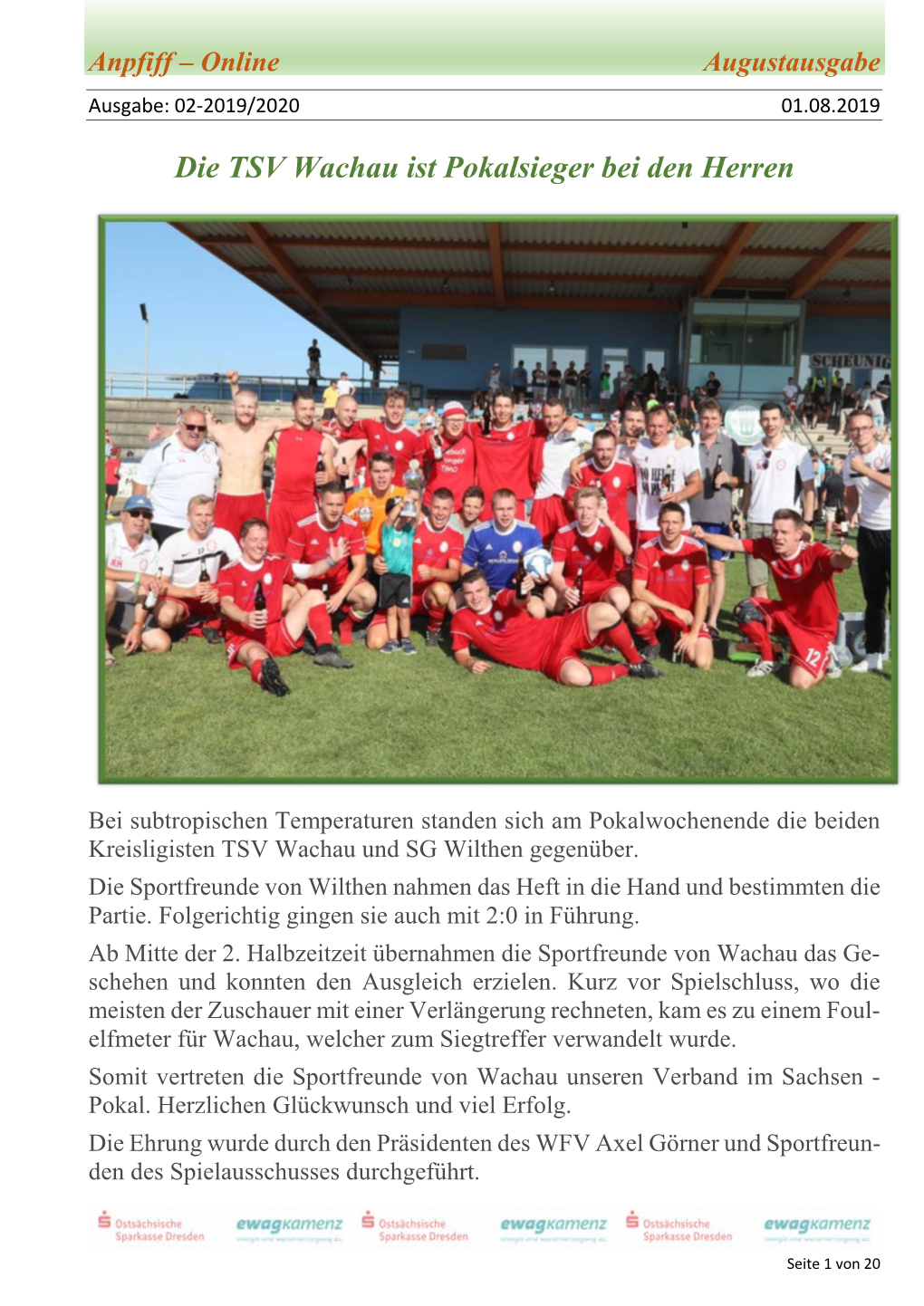 Die TSV Wachau Ist Pokalsieger Bei Den Herren