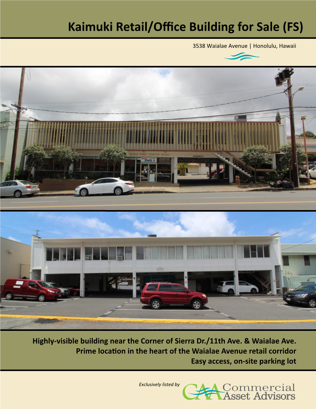 Kaimuki Retail/Office Building for Sale (FS)