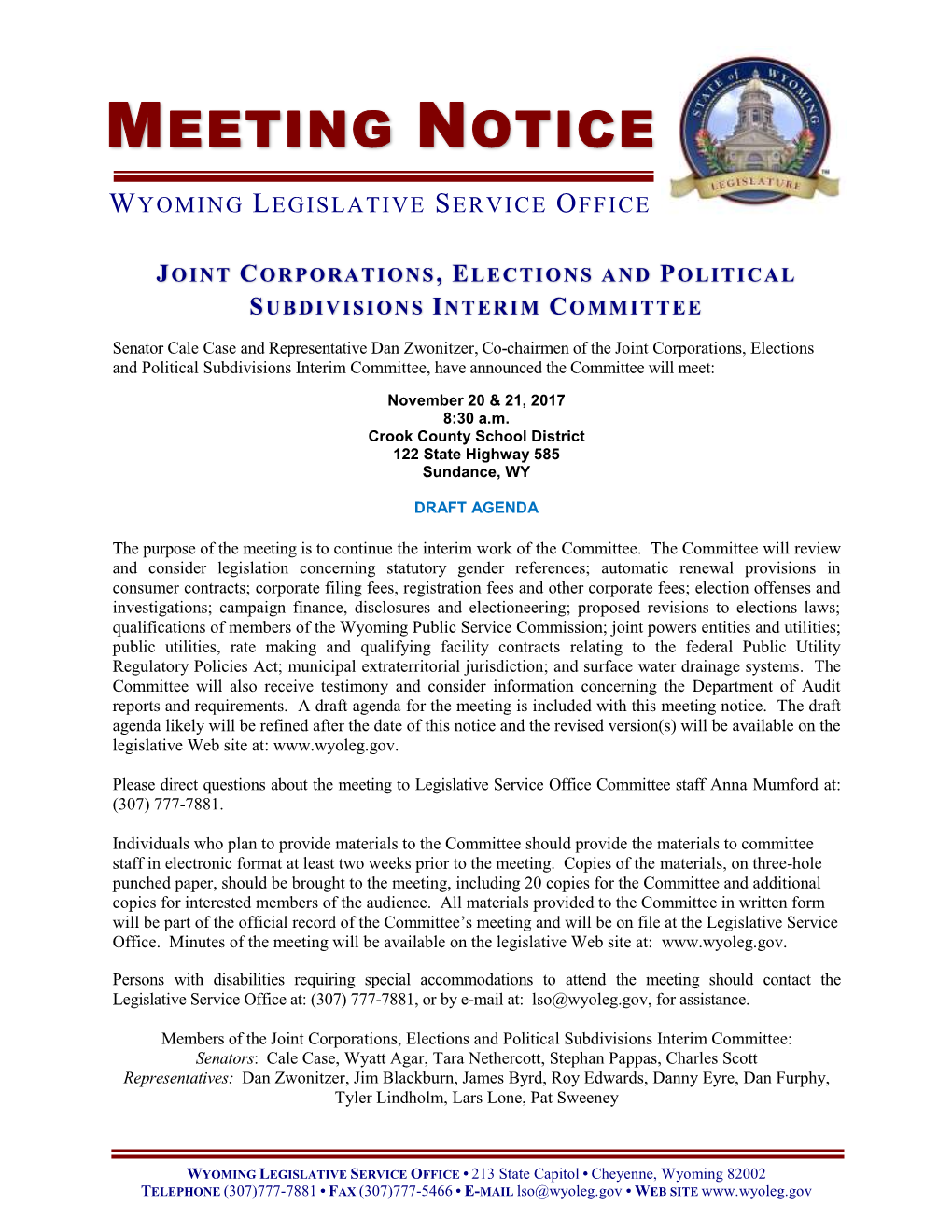 Meeting Notice