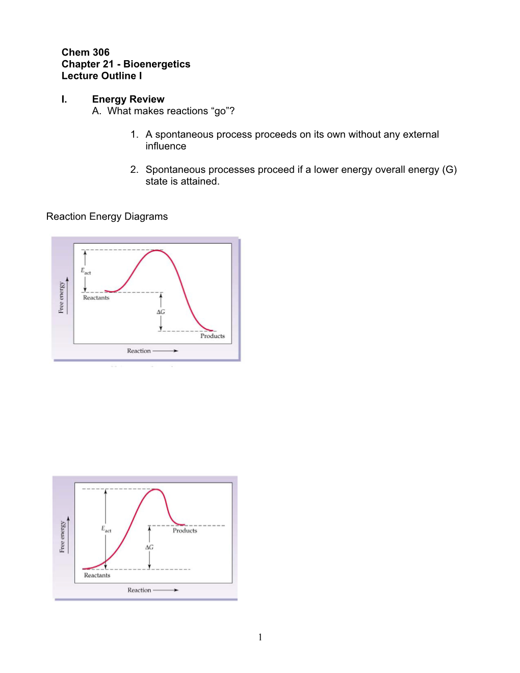 Bioenergetics Lecture Outline I I. Energy Review A. What Makes