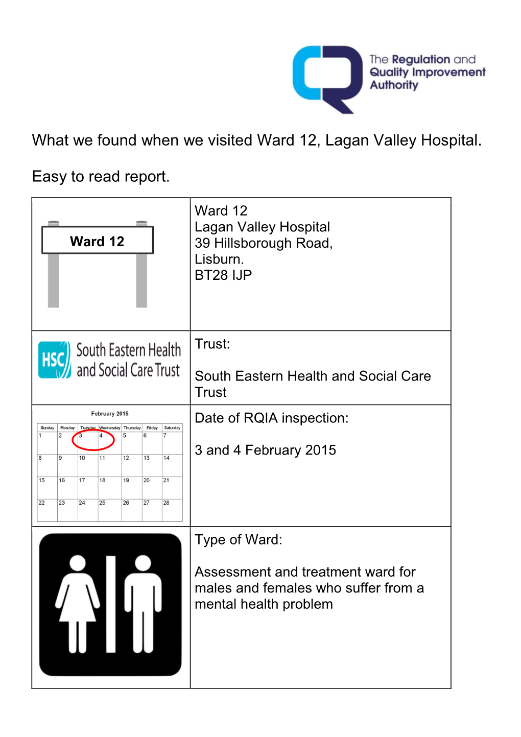 What We Found When We Visited Ward 12, Lagan Valley Hospital. Easy To