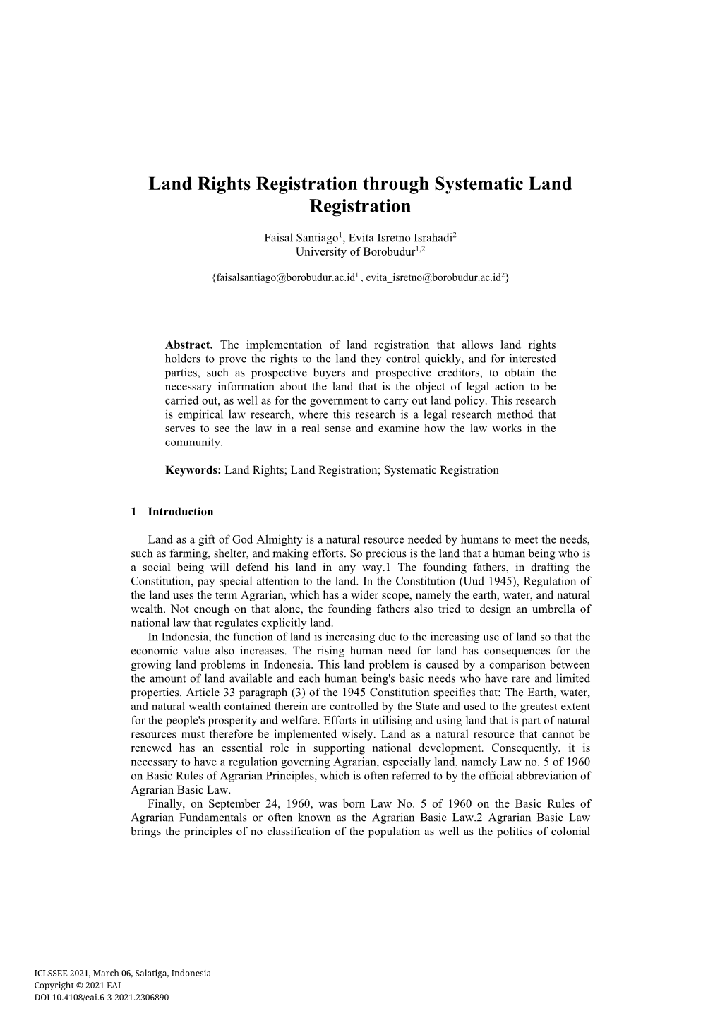 Land Rights Registration Through Systematic Land Registration