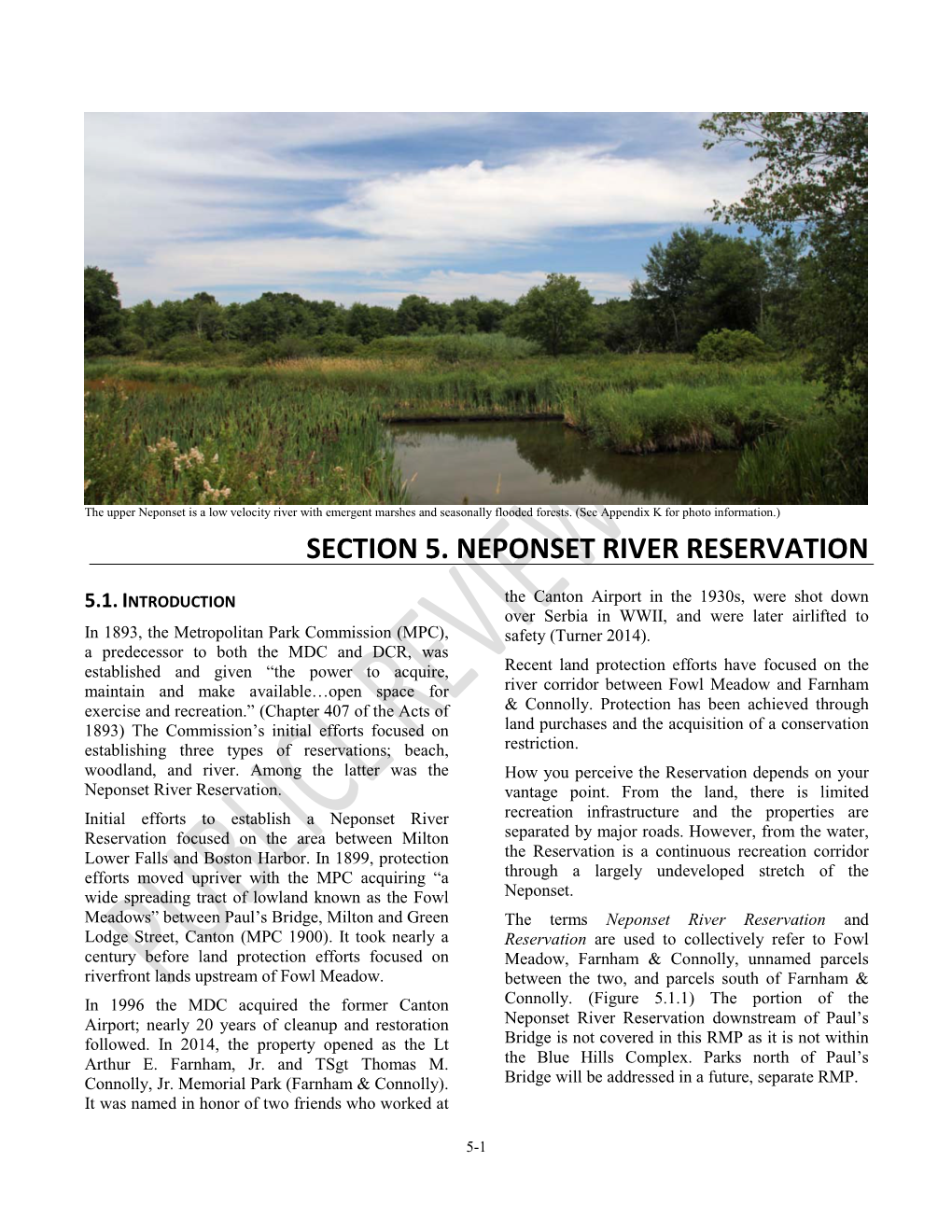 Section 5. Neponset River Reservation