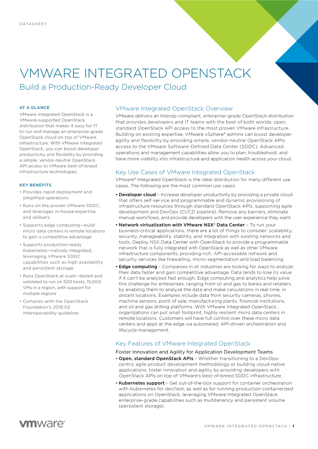 Vmware Integrated Openstack Datasheet