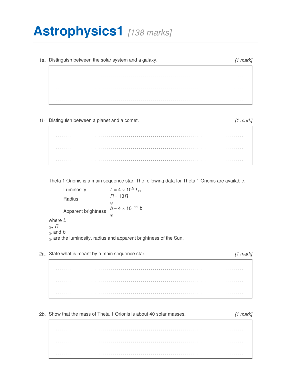 Astrophysics1 [138 Marks]