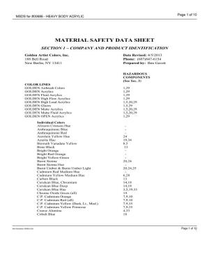 MSDS for #00686 - HEAVY BODY ACRYLIC Page 1 of 10