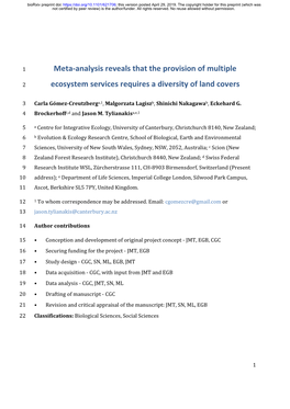 Meta-Analysis Reveals That the Provision of Multiple Ecosystem