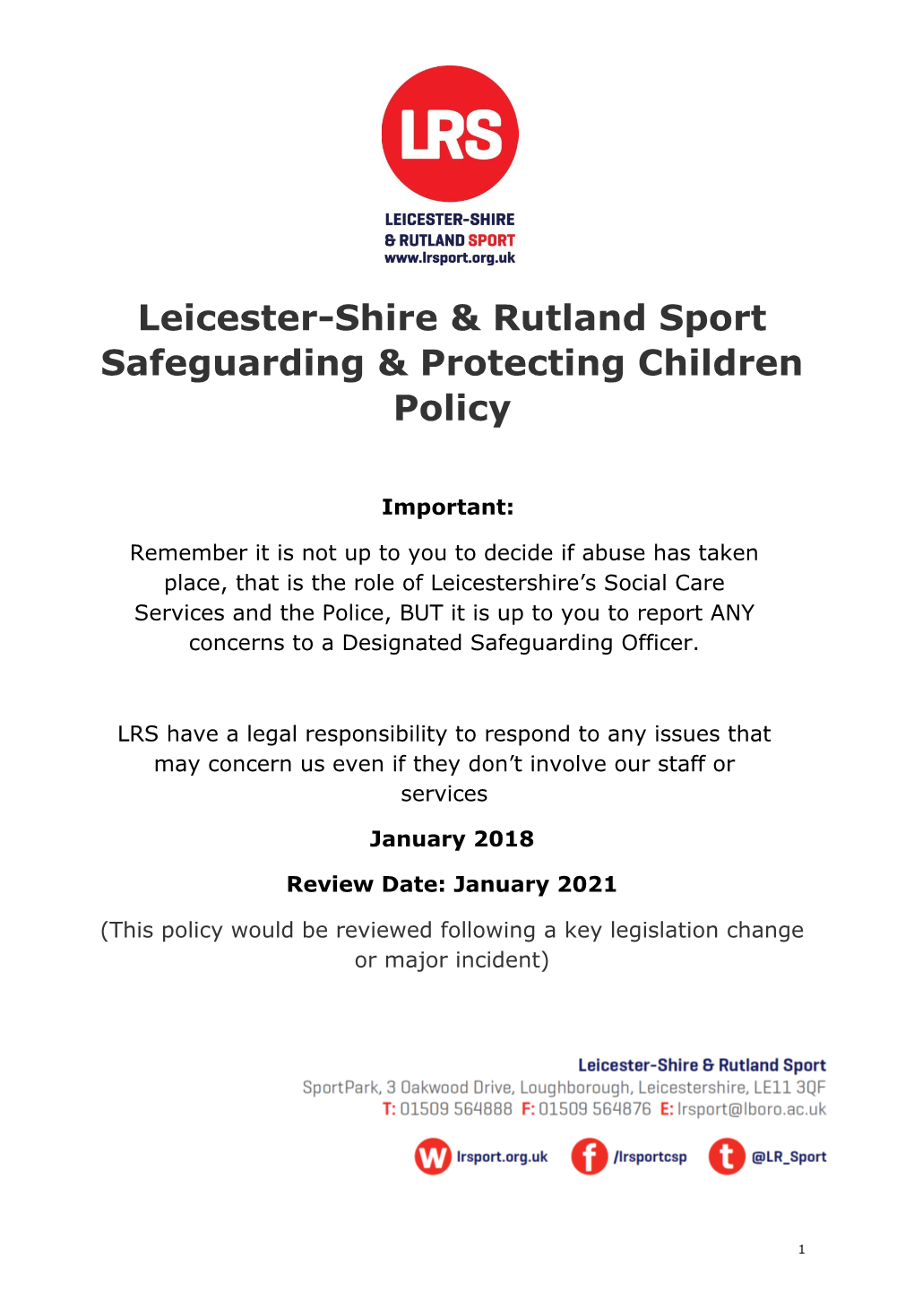 LRS Generic Safeguarding Policy