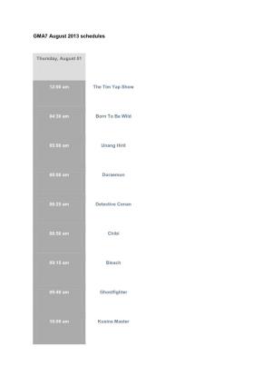 GMA7 August 2013 Schedules