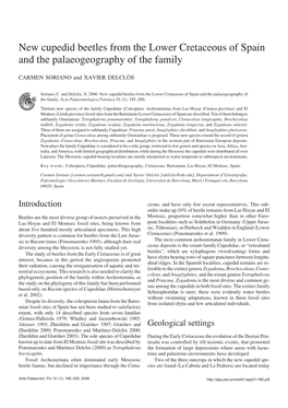 New Cupedid Beetles from the Lower Cretaceous of Spain and the Palaeogeography of the Family