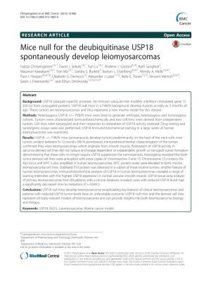 Mice Null for the Deubiquitinase USP18 Spontaneously Develop Leiomyosarcomas Fadzai Chinyengetere1,6,7, David J