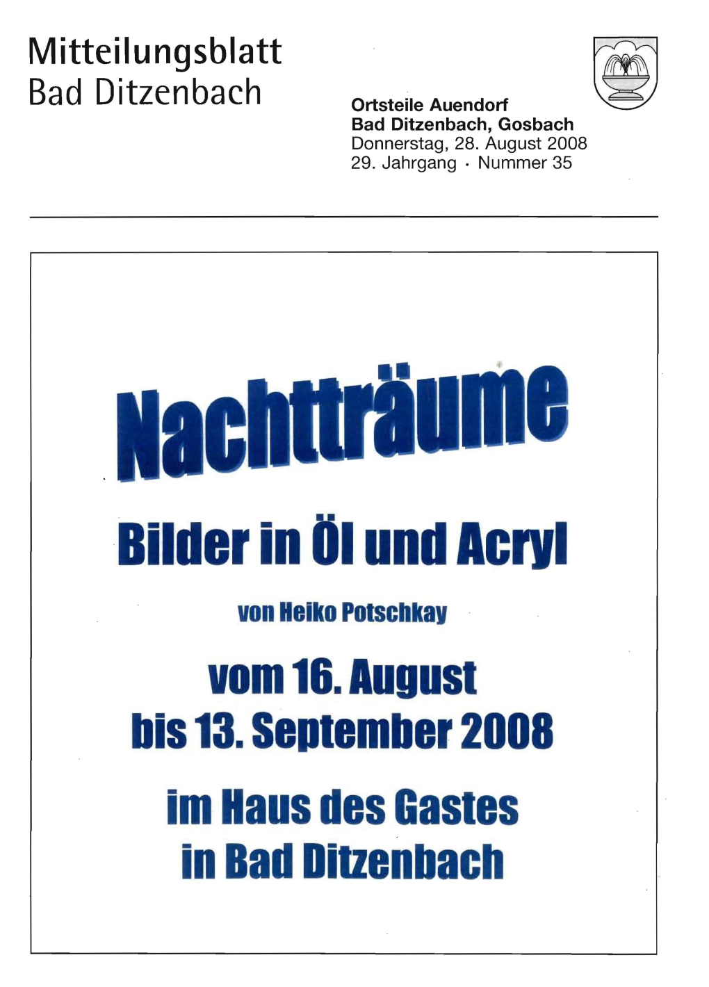 Gemeindeblatt Bad Ditzenbach 29. Jahrgang Nummer 35