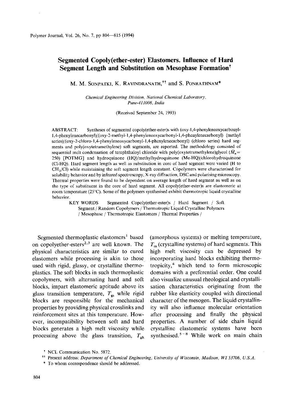 Segmented Copoly(Ether-Ester) Elastomers