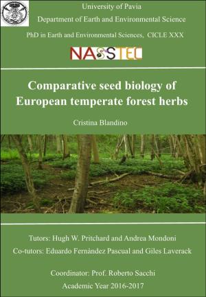 Comparative Seed Biology of European Temperate Forest Herbs