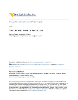 The Life and Work of Alex Klein