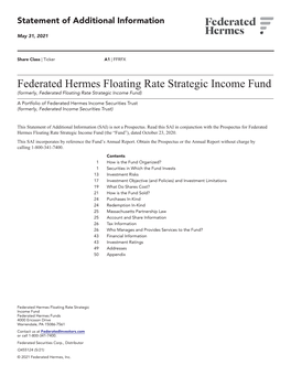 Floating Rate Strategic Income Fund (Formerly, Federated Floating Rate Strategic Income Fund)