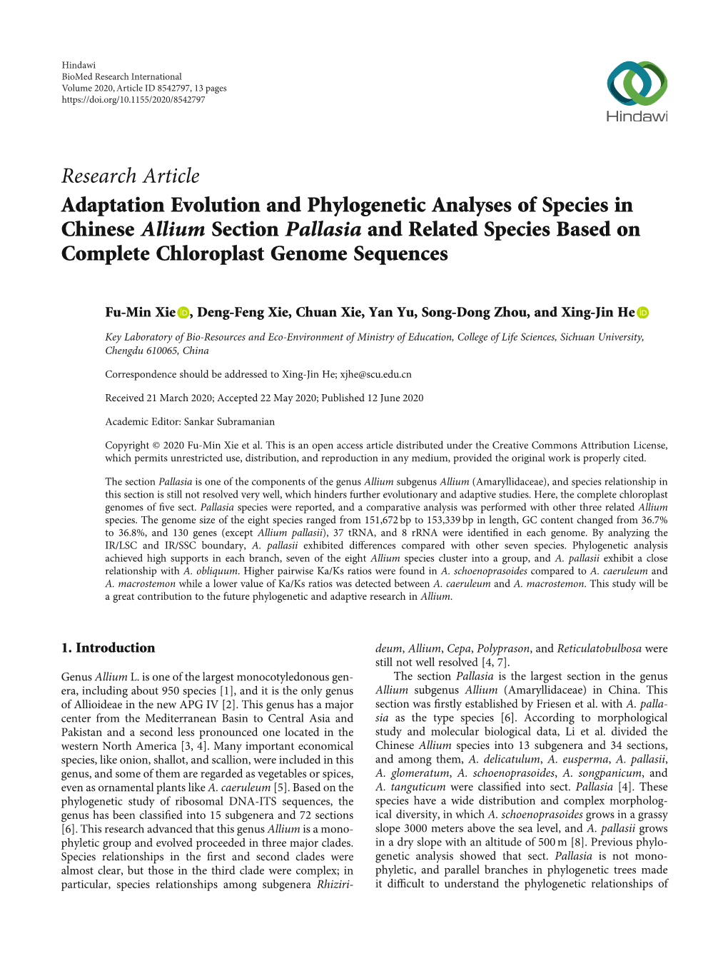 Adaptation Evolution and Phylogenetic Analyses of Species in Chinese Allium Section Pallasia and Related Species Based on Complete Chloroplast Genome Sequences