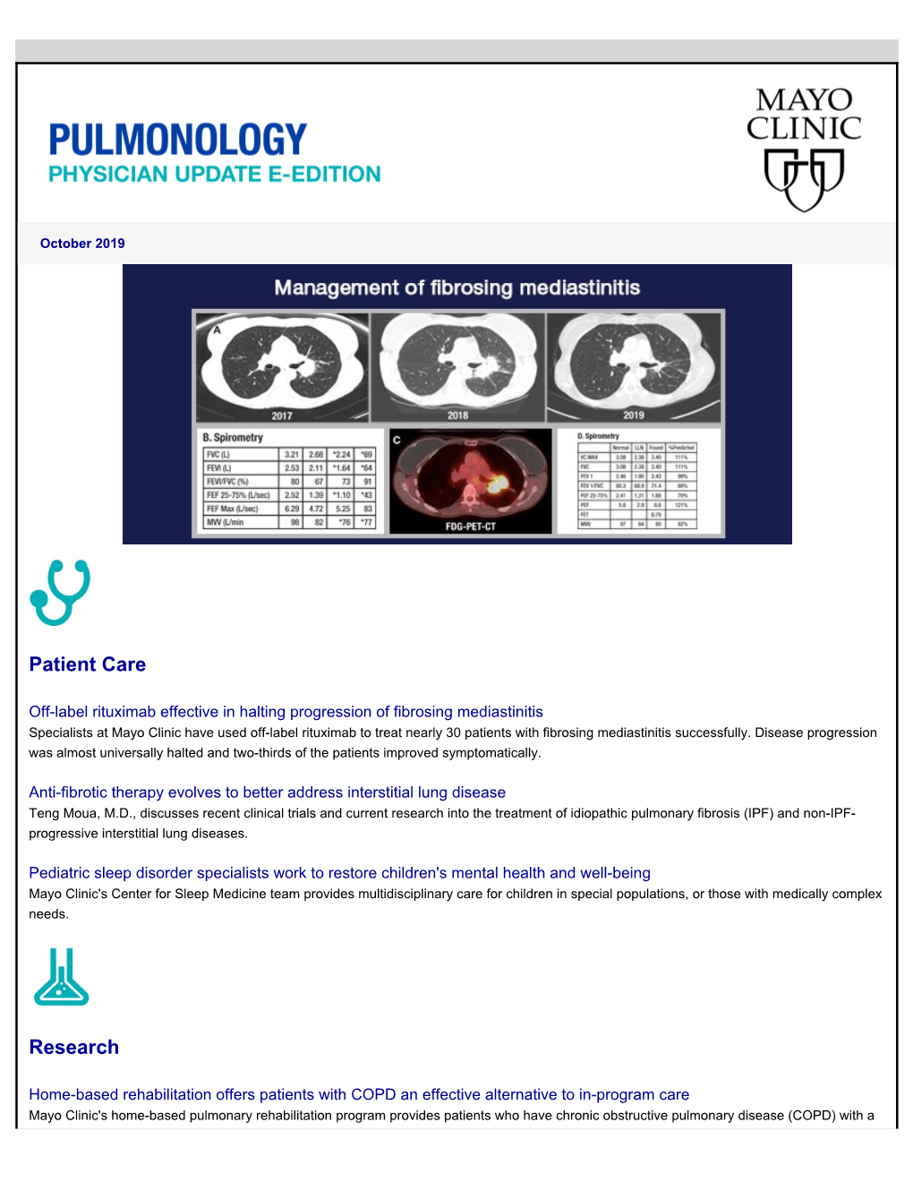 Mayo Clinic Pulmonology Physician Update