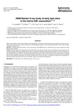 XMM-Newton X-Ray Study of Early Type Stars in the Carina OB1 Association�,