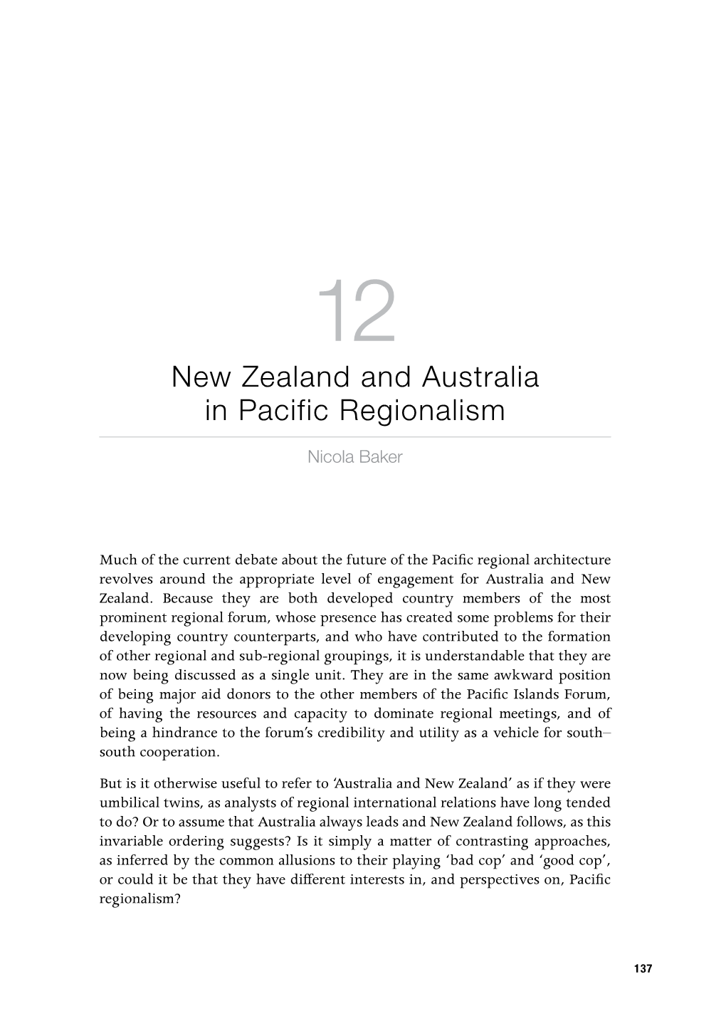 New Zealand and Australia in Pacific Regionalism