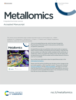Metallomics Integrated Biometal Science Accepted Manuscript