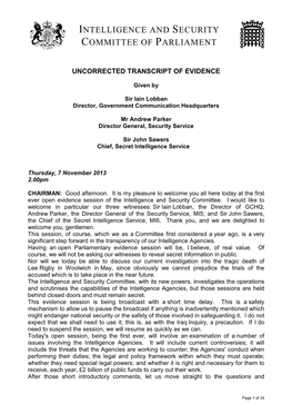 Uncorrected Transcript of Evidence