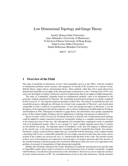 Low Dimensional Topology and Gauge Theory