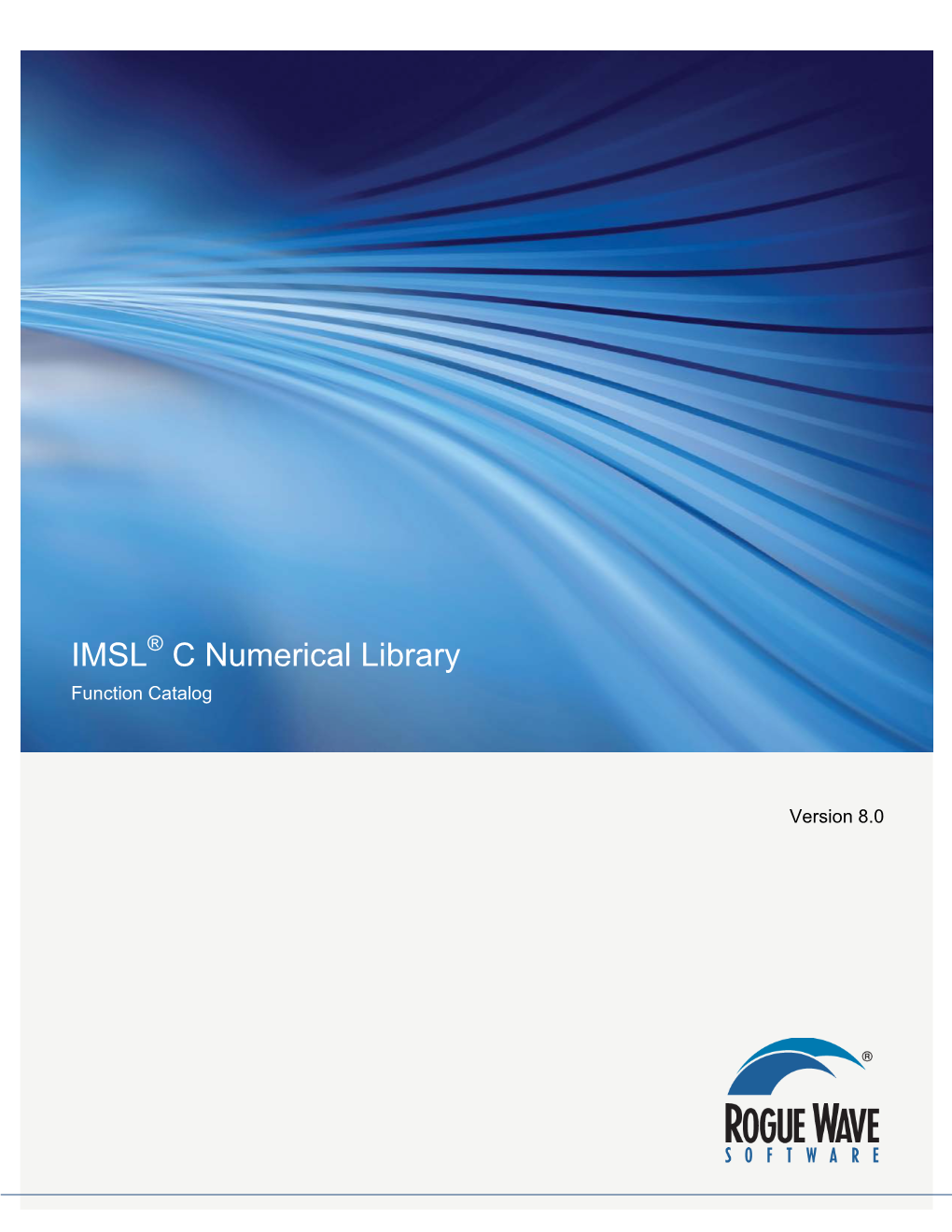 IMSL C Numerical Library Function Catalog Version