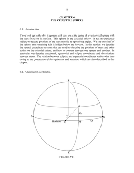 1 CHAPTER 6 the CELESTIAL SPHERE 6.1. Introduction If You