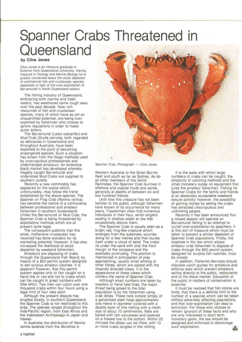 Spanner Crabs Threatened in Queensland by Clive Jones