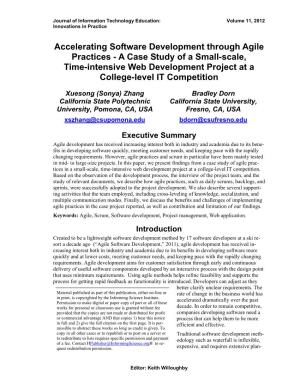 Accelerating Software Development Through Agile Practices - a Case Study of a Small-Scale, Time-Intensive Web Development Project at a College-Level IT Competition