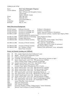 Prof. Scott Christopher Chapman Current Address: Dalhousie University Dept