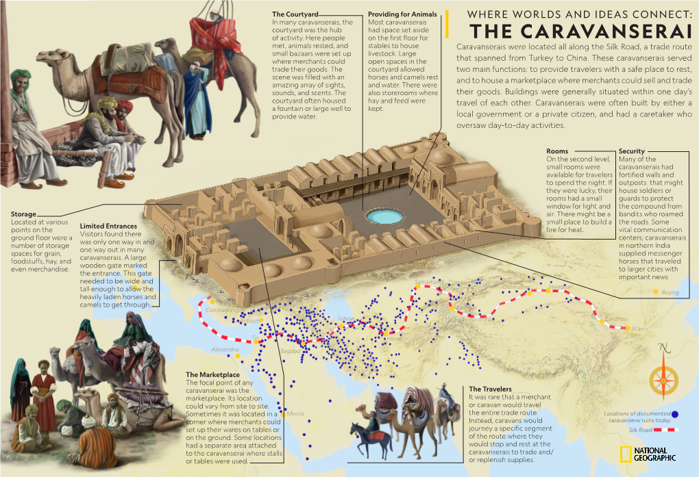 THE CARAVANSERAI Met, Animals Rested, and Stables to House Caravanserais Were Located All Along the Silk Road, a Trade Route Small Bazaars Were Set up Livestock