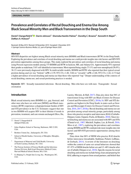 Prevalence and Correlates of Rectal Douching and Enema Use Among Black Sexual Minority Men and Black Transwomen in the Deep South