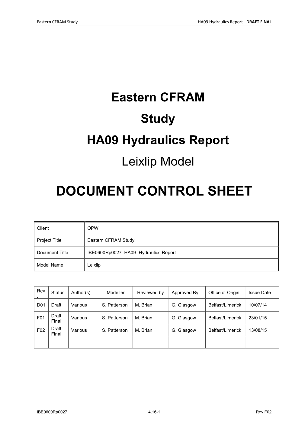 Document Control Sheet