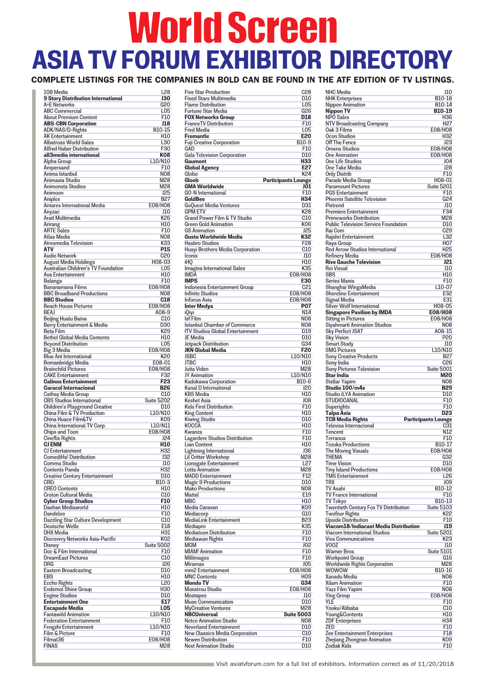 Asia Tv Forum Exhibitor Directory